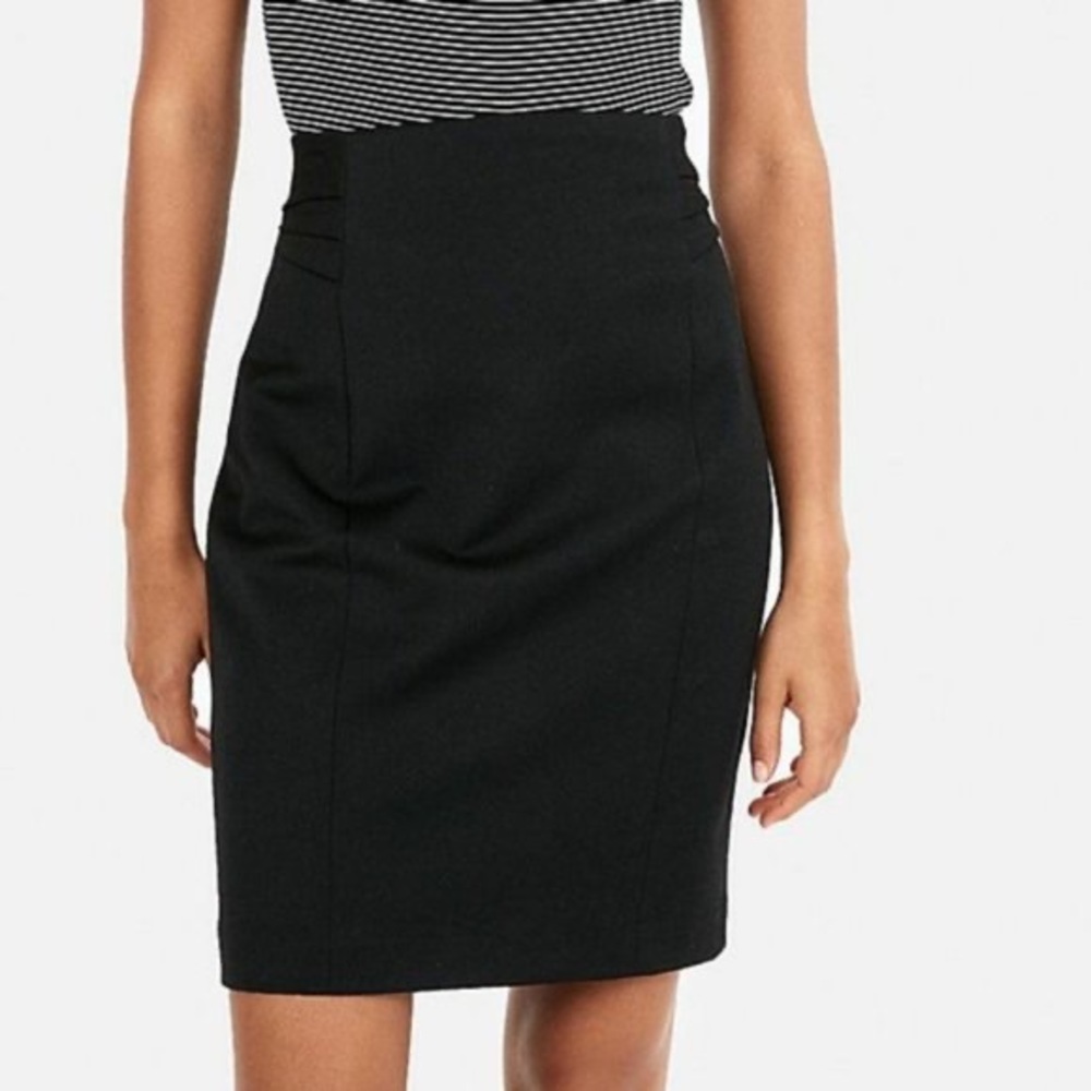 Express Black High Waist Pintuck Pencil Skirt